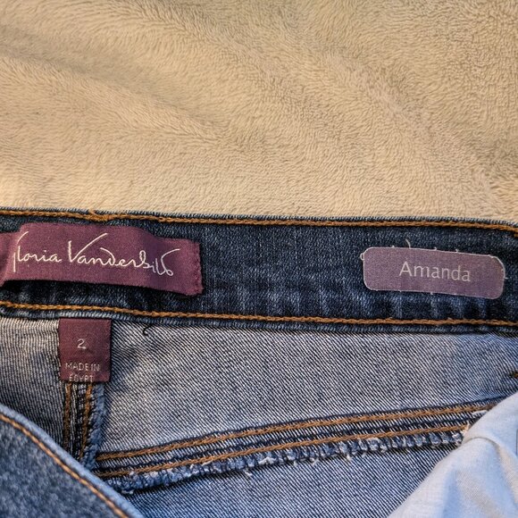 GLORIA VANDERBILT WOMEN'S BLUE JEANS 2 Amanda Pants Dark Mid Long Straight Leg - Picture 2 of 6